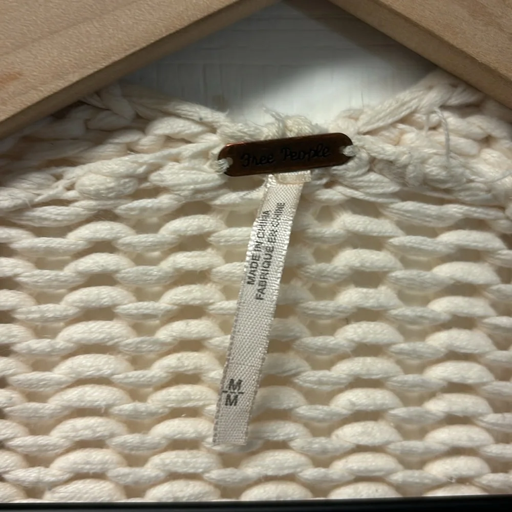 Free People Cream Chunky Knit Open front Cardigan minimalist boho